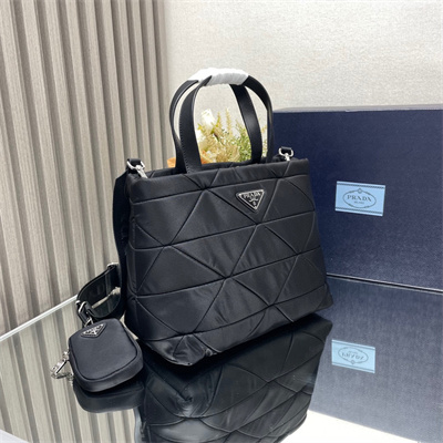 Prada Medium Re-Nylon Padded Tote Bag Black 1BG380