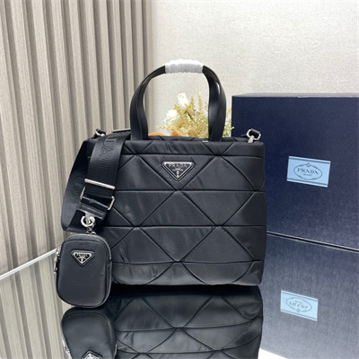 Prada Medium Re-Nylon Padded Tote Bag Black 1BG380