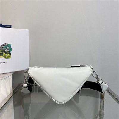 Prada Triangle leather shoulder bag White Color 1BH190
