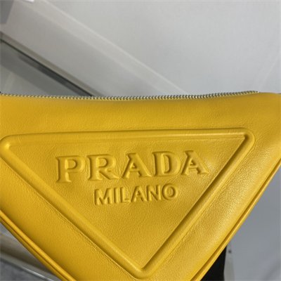 Prada Triangle leather shoulder bag Yellow Color 1BH190