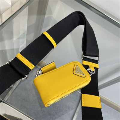 Prada Triangle leather shoulder bag Yellow Color 1BH190