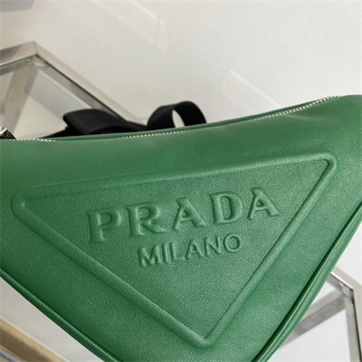Prada Triangle leather shoulder bag Green Color 1BH190
