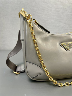 Prada Re-Edition naplak patent leather mini-bag Grey Color 1BH204