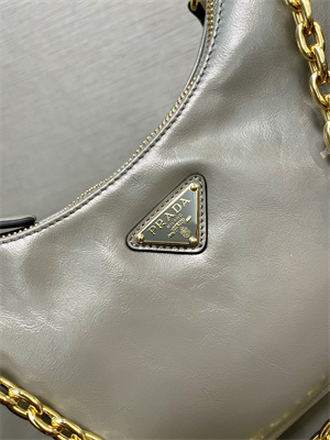 Prada Re-Edition naplak patent leather mini-bag Grey Color 1BH204