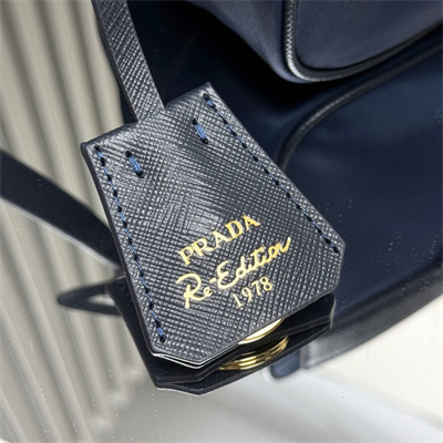 Prada Re-Edition 1978 Re-Nylon and Saffiano leather mini shoulder bag Navy 1BH218
