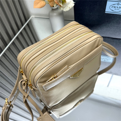 Prada Re-Edition 1978 Re-Nylon and Saffiano leather mini shoulder bag Beige 1BH218