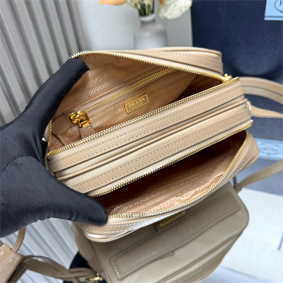 Prada Re-Edition 1978 Re-Nylon and Saffiano leather mini shoulder bag Beige 1BH218