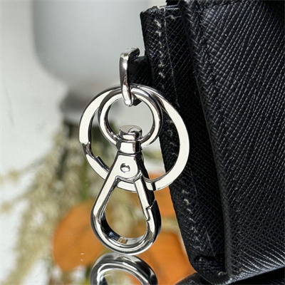 Prada Saffiano Leather Key Charm Holder Black Color 1TT085