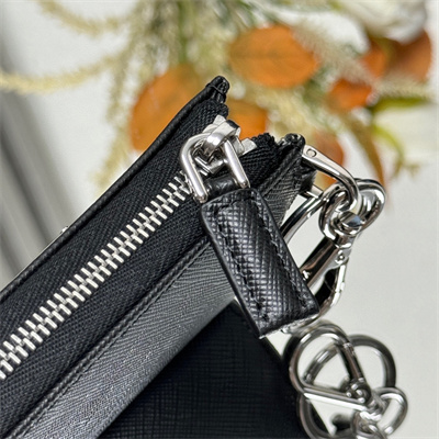 Prada Saffiano Leather Key Charm Holder Black Color 1TT085