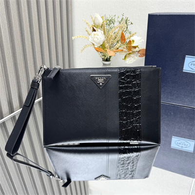 Prada Saffiano Leather Pouch Black 2NH005