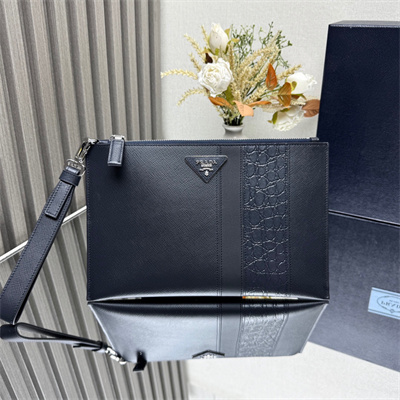 Prada Saffiano Leather Pouch Navy 2NH005