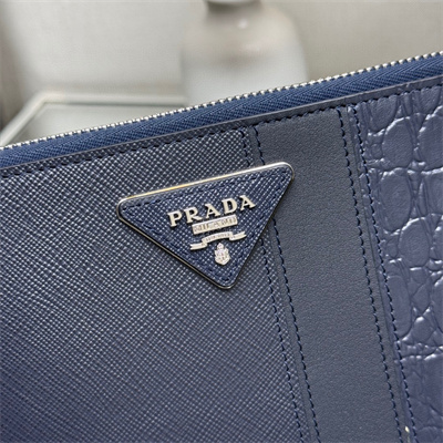 Prada Saffiano Leather Pouch Navy 2NH005