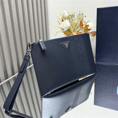Prada Saffiano Leather Pouch Navy 2NH005
