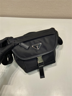 Prada Re-Nylon and Saffiano leather shoulder bag Black 2VD070