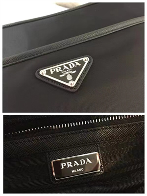 Prada Re-Nylon and Saffiano leather shoulder bag Black 2VH048