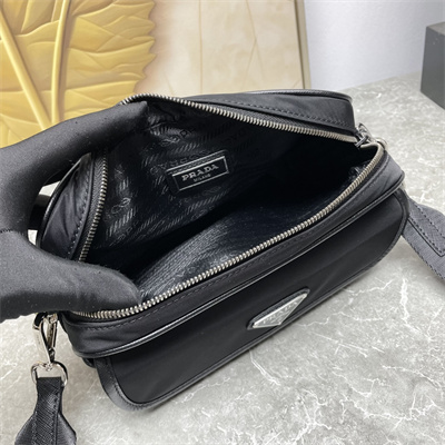 Prada Re-Nylon and Saffiano leather shoulder bag Black 2VH133B