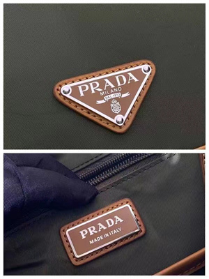 Prada Re-Nylon and leather backpack Military/Caramel 2VZ135