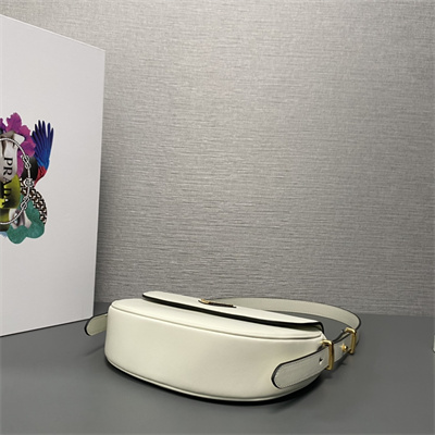 Prada Arqué leather shoulder bag with flap White 1BD365