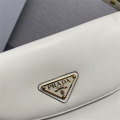 Prada Arqué leather shoulder bag with flap White 1BD365
