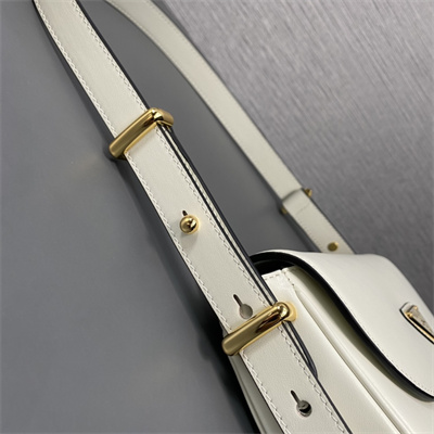 Prada Arqué leather shoulder bag with flap White 1BD365