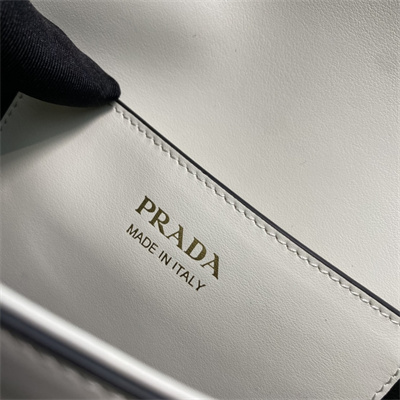 Prada Arqué leather shoulder bag with flap White 1BD365