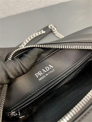 Prada Calfskin Diagramme Shoulder Bag Black 1BH083