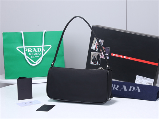 Prada Re-Edition 2005 Nylon And Saffiano Leather Mini Bag In Black 1NE633