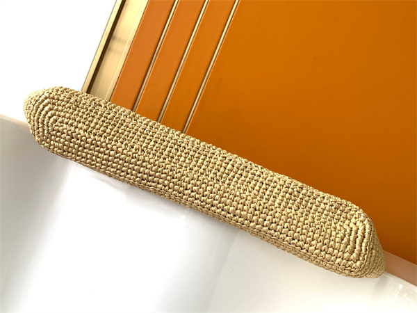 Y.S.L ICARE MAXI SHOPPING BAG IN Raffia Gold Tone Metal