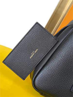 Y.S.L LE 5 A 7 Mini HOBO BAG In Black Grained Calfskin Leather