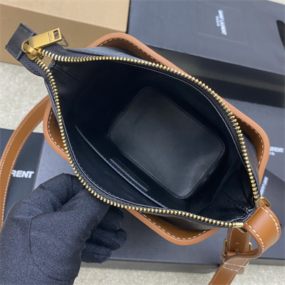 Y.S.L Aphile Leather Mini Bucket Bag Black And Brown