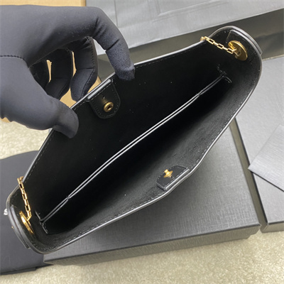 Y.S.L Liane Calfskin Leather Chain Shoulder Bag Black