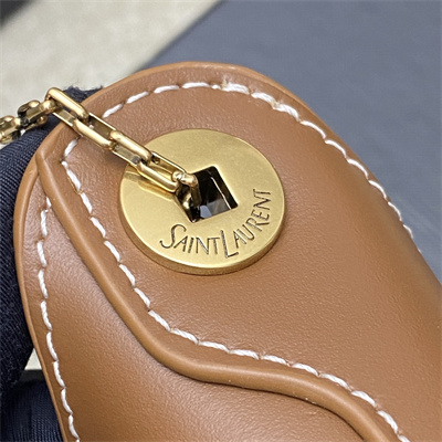 Y.S.L Liane Calfskin Leather Chain Shoulder Bag Brown