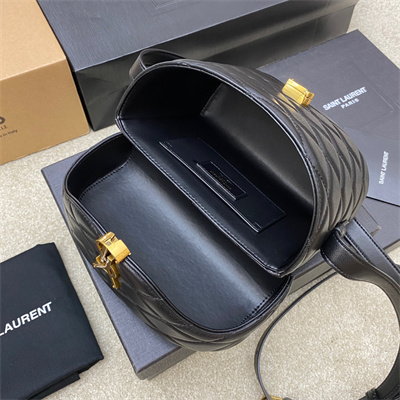 Y.S.L June Box Bag In Quilted Lambskin Black Gold Tone Metal