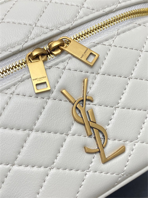 Y.S.L Vanity Case In Quilted Lambskin White