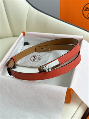 Hermes Kelly 18 Belt Epsom Leather Silver Gold Hardware Watermelon Red
