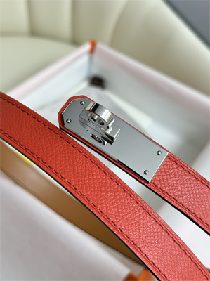 Hermes Kelly 18 Belt Epsom Leather Silver Gold Hardware Watermelon Red