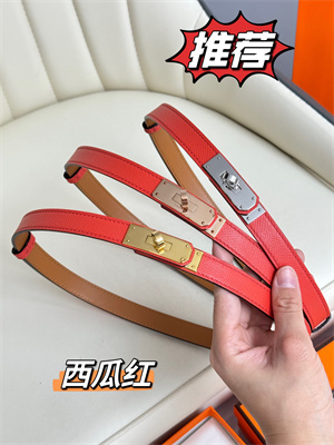 Hermes Kelly 18 Belt Epsom Leather Silver Gold Hardware Watermelon Red