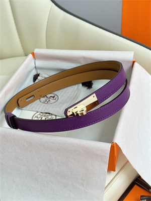 Hermes Kelly 18 Belt Epsom Leather Rose Gold Hardware Purple