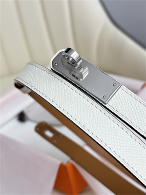 Hermes Kelly 18 Belt Epsom Leather Silver Hardware White