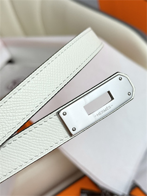 Hermes Kelly 18 Belt Epsom Leather Silver Hardware White