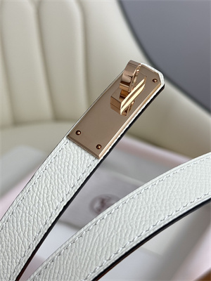 Hermes Kelly 18 Belt Epsom Leather Rose Gold Hardware White