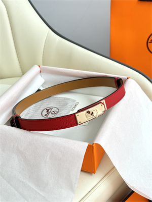 Hermes Kelly 18 Belt Epsom Leather Rose Gold Hardware Red