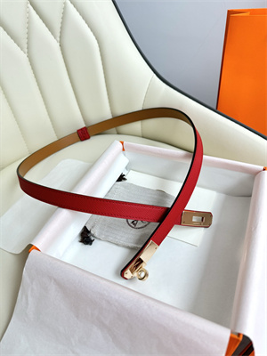 Hermes Kelly 18 Belt Epsom Leather Rose Gold Hardware Red