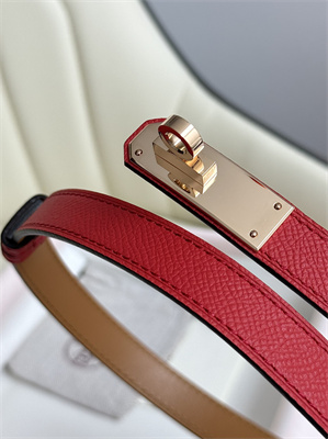 Hermes Kelly 18 Belt Epsom Leather Rose Gold Hardware Red