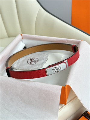 Hermes Kelly 18 Belt Epsom Leather Silver Hardware Red