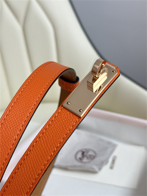 Hermes Kelly 18 Belt Epsom Leather Rose Gold Hardware Orange