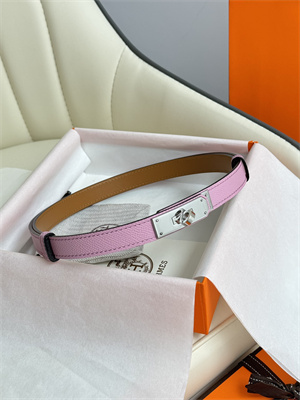 Hermes Kelly 18 Belt Epsom Leather Silver Hardware Peach Pink