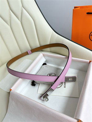 Hermes Kelly 18 Belt Epsom Leather Silver Hardware Peach Pink