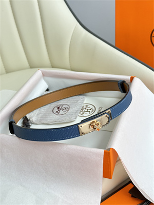 Hermes Kelly 18 Belt Epsom Leather Rose Gold Hardware Blue