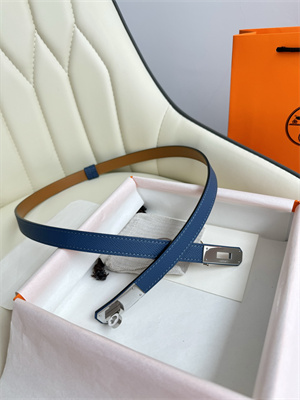 Hermes Kelly 18 Belt Epsom Leather Silver Hardware Blue